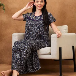 AV2 Floral Printed Pure Cotton Maxi Nightdress-image-41