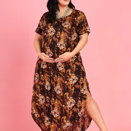 MAMMA PRESTO Tie and Dye Sweetheart Neck Maxi Maternity Nightdress-image-3