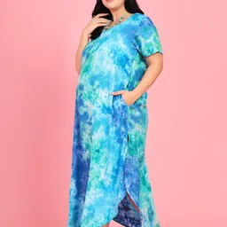 MAMMA PRESTO Tie and Dye Sweetheart Neck Maxi Maternity Nightdress-image-8