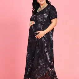 MAMMA PRESTO Tie and Dye Sweetheart Neck Maxi Maternity Nightdress-image-1