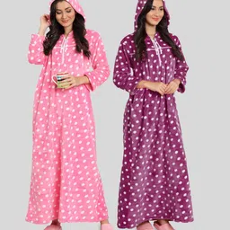 PALIVAL Pack Of 2 Polka Dots Printed Maxi Nightdress-8