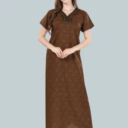 Be You Brown Printed Maxi Nightdress-image-27