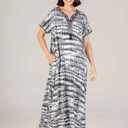 evolove Grey Printed Maxi Nightdress-20