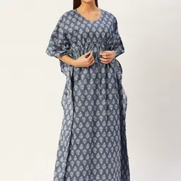 Ikk Kudi by Seerat Grey Printed Maxi Nightdress-picture-6