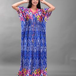 Apratim Blue Printed Maxi Nightdress-image-6