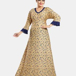 Be You Floral Printed V-Neck Satin Maxi Sweat Nightdress-image-32
