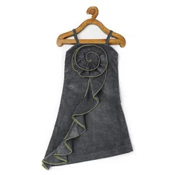 TIC TAC TOE Charcoal Ruffled A-Line Dress-image-49