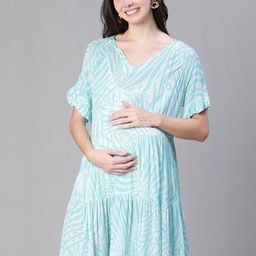 Oxolloxo Flared Sleeve Satin Maternity A-Line Dress-picture-0