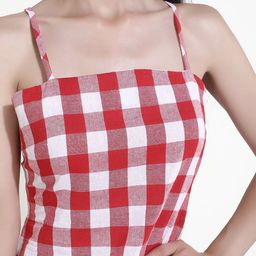 LULU & SKY Checked Shoulder Straps A-Line Dress image 3