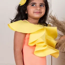 Li'l Angels Flutter Sleeve Scuba Ruffle A-Line Dress image 2