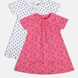 MINI KLUB Infants Pack Of 2 Print A-Line Dresses-28