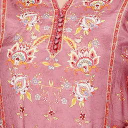 SHOOLIN Floral Printed Mandarin Collar Pure Muslin Tunic With Trouser image 5