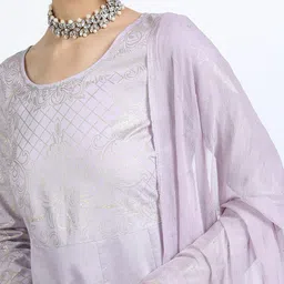 Vishudh Women Mauve Ethnic Motifs Printed A-Line Kurta With Dupatta image 2