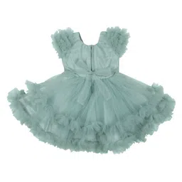 MeeMee Flutter Sleeve Layered Net Fit and Flare Dress image 3