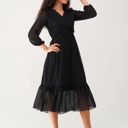 AASK Self Design Ruffles Fit & Flare Midi Dress image 5