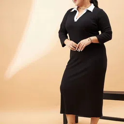 SASSAFRAS Curve Plus Size Sheath Midi Dress image 3