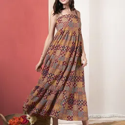 Anouk Ethnic Motifs Printed Cotton A-Line Maxi Dress-image-30
