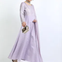 Vishudh Women Mauve Ethnic Motifs Printed A-Line Kurta With Dupatta image 3