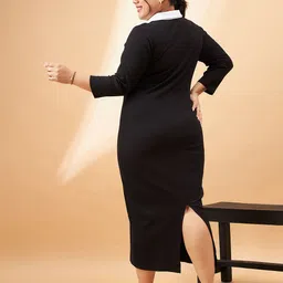 SASSAFRAS Curve Plus Size Sheath Midi Dress image 4