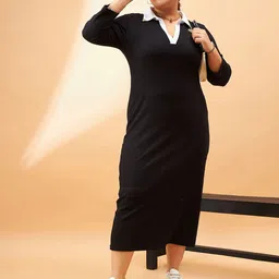 SASSAFRAS Curve Plus Size Sheath Midi Dress image 5
