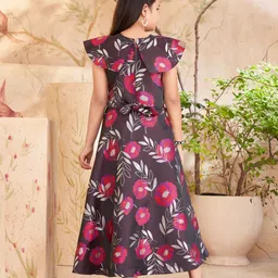 Aarika Floral Print Flutter Sleeve Maxi Dress image 4