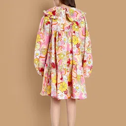 Lazy Shark Floral Printed Peter Pan Collar A-Line Dress image 4