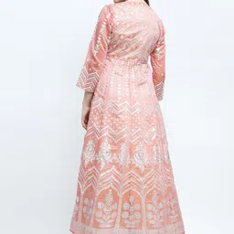 Vishudh Peach-Coloured Ethnic Motifs Layered Ethnic Maxi Dress With Jacket image 4
