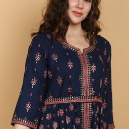 V-Mart Floral Print Round Neck A-Line Midi Dress-picture-28