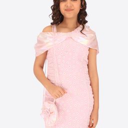 CUTECUMBER Girls Back Slit Floral Printed Georgette Sheath Dress-picture-44