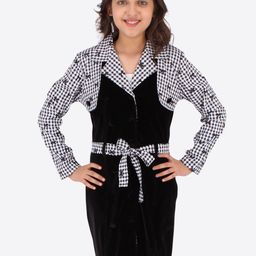 CUTECUMBER Black Velvet A-Line Dress-image-14