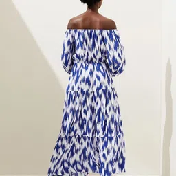 Marks & Spencer Abstract Printed Fit & Flare Midi Dress image 3