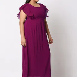 Curves by MISH Flutter Sleeves Accordion Pleats Maxi Dress image 3
