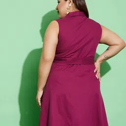 SASSAFRAS Curve Plus Size Twill Front Button Pure Cotton Dress image 4
