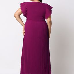 Curves by MISH Flutter Sleeves Accordion Pleats Maxi Dress image 4