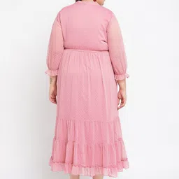 Antheaa Curve Print Puff Sleeve Chiffon A-Line Midi Dress image 5