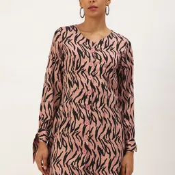 ANVI Be Yourself Animal Print Crepe Shirt Mini Dress-image-10