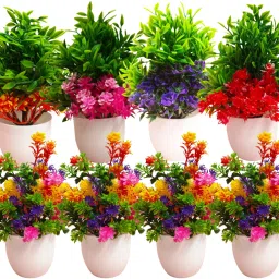 Artificial Plants for Home Office Decor, BedroomLiving Room, Tabletop Desk Décor Bonsai Wild Artificial Plant with Pot-19