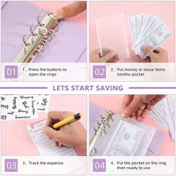 parspar A6 pure Leather File Folder Ring Binder Set with Envelopes Sheets Stickers Ruler Manual Multi Binder image 2