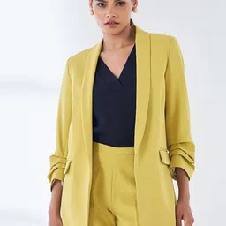 SALT ATTIRE Open Front Ruched Sleeves Comfort-Fit Casual Blazer-picture-27