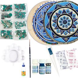 Lippan Art Material DIY Kit with Ceramic Cones, Mould It Clay and Mirrors Blue-22
