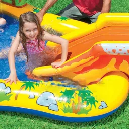 intex ® Original Inflatable Dinosaur Kids Play Center Swimming Pool /paddling pool With Inbuilt water spray & slide with 6 balls Inflatable Swimming Pool image 5