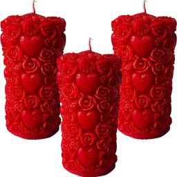 Rose Scented Pillar Heart Candles For Diwali, Special Events, Home & Table Decor Candle-9