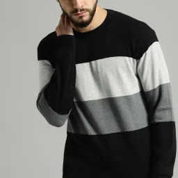 Men Striped Round Neck Multicolor Sweater-image-25