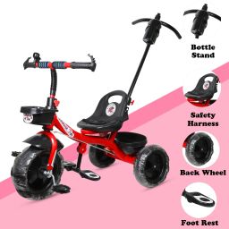NTIC BABY TRICYCLE RED HANDLE WITH FRONT AND BACK BASKET FOR KIDS RED HANDLE TRICYCLE Tricycle image 2