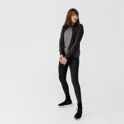Women's breathable running jacket-KIPRUN Run 100 Dry-Black and smoke grey-image-0