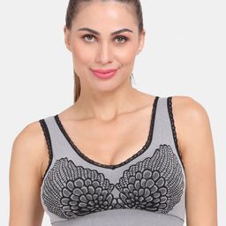 Amour Secret Grey & Black Graphic Lightly Padded Dry Fit Sports Bra-picture-15