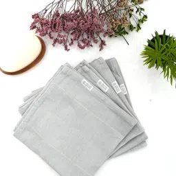 Doctor Towels Grey 4 Pieces Striped Aloevera Double Cloth Face Towels-5