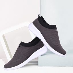CLYMB Men Charcoal & White Mesh Running Shoes image 1