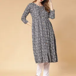 Fabclub Ethnic Motifs Printed A-Line Pleated Kurta-picture-12