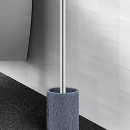 OBSESSIONS 2 Pcs Grey & White Textured Toilet Brush & Holder-23